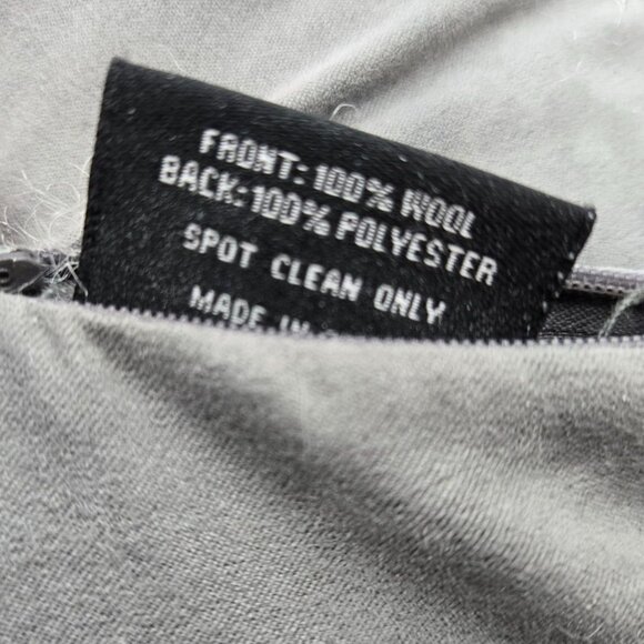 Tahari Wool Fur Fluffy Decorative Throw Pillow Light Green and Gray - Picture 7 of 12